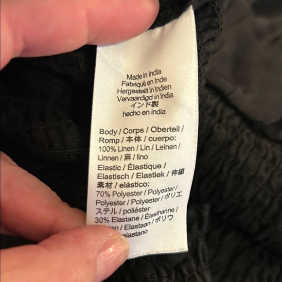 J. Crew Black 100% Linen Summer Spring Smocked Vacation Beachy Dress Size 2P - Picture 7 of 7